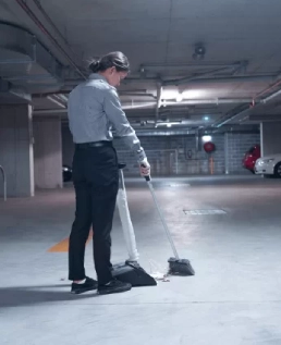 Sweeping of a car park area